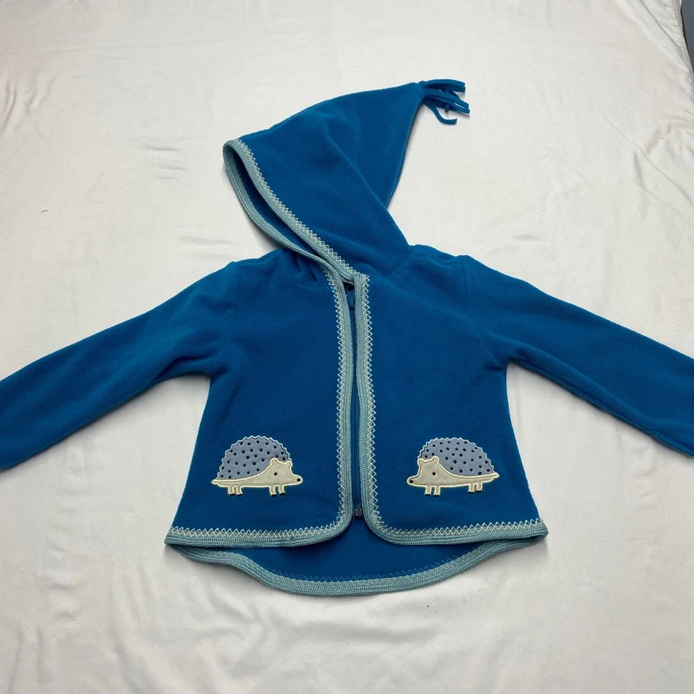 Hanna Andersson Blue Fleece Hedgehog Gnome Hood Jacket 18-24 Months 80cm